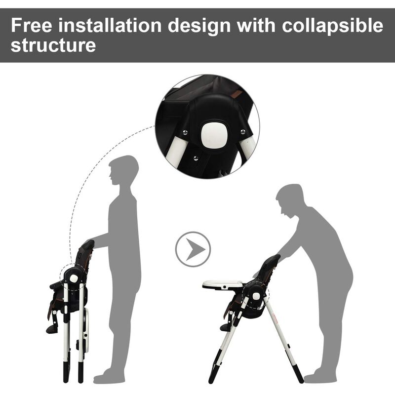 Foldable High chair with Multiple Adjustable Backrest