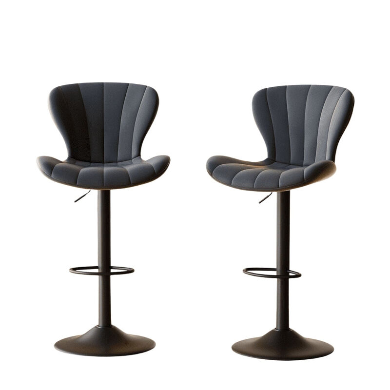 Modern Fabric Swivel Bar Stools Set of 2, Steady Adjustable Counter Height Stools with Back and Footrest, 360&deg; Kitchen Island Chairs for Kitchen Counter, Home Bar image number 0