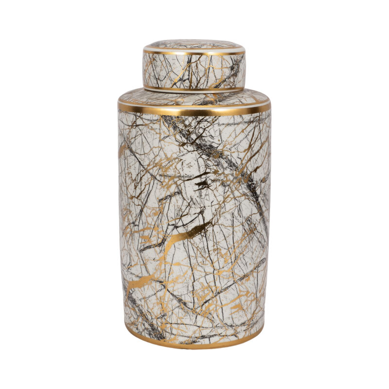 Ceramic 16" Jar With Gold Lid image number 2