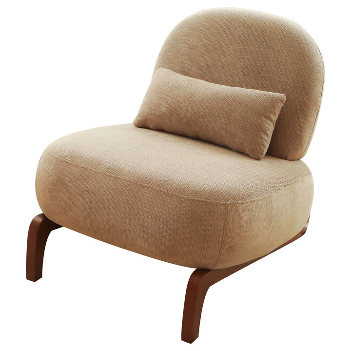 Merax Armless Velvet Accent Chair - Solid Wood Legs for Versatile Spaces