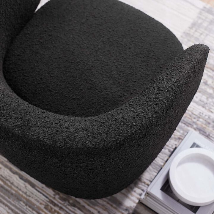 Celestia Boucle Fabric Fabric and Wood Swivel Chair