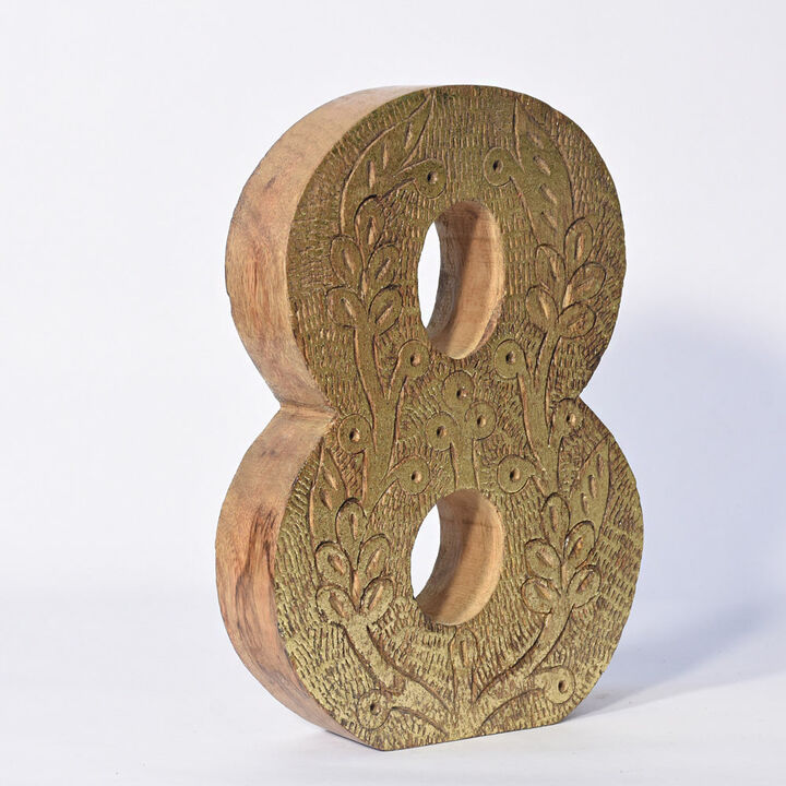 Vintage Natural Gold Handmade Eco-Friendly "8" Numeric Number For Wall Mount & Table Top Décor