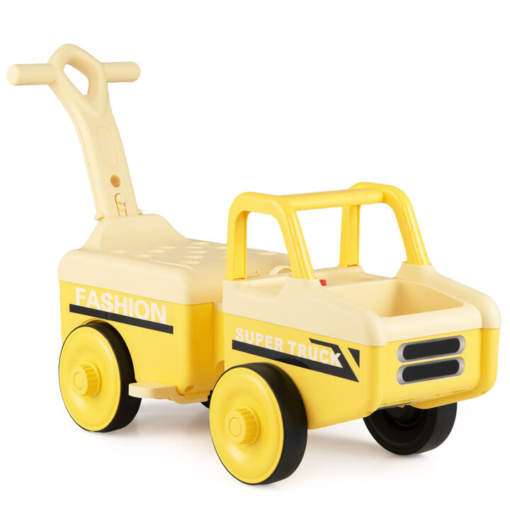 Kids 4 in 1 Push Ride On Car with Music and Storage Compartment for Outdoor Play
