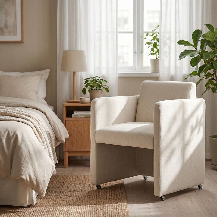 Envelor Modern Velvet Upholstered Barrel Accent Chair with Solid Wood Legs