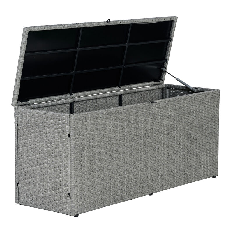 Nino Modern Minimalist Outdoor Faux Wicker Deck and Patio Storage Box