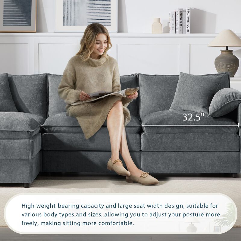 Cepbis L-Shaped Modular Cloud Sectional Sofa image number 3