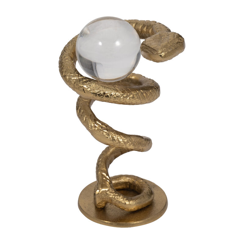 Metal, 7" Snake Coil W/ Acrylic Ball, Gold image number 2