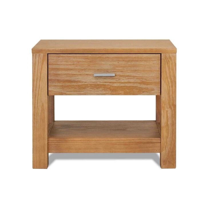 Handcrafted Acacia Wood Bedside Cabinet with Storage