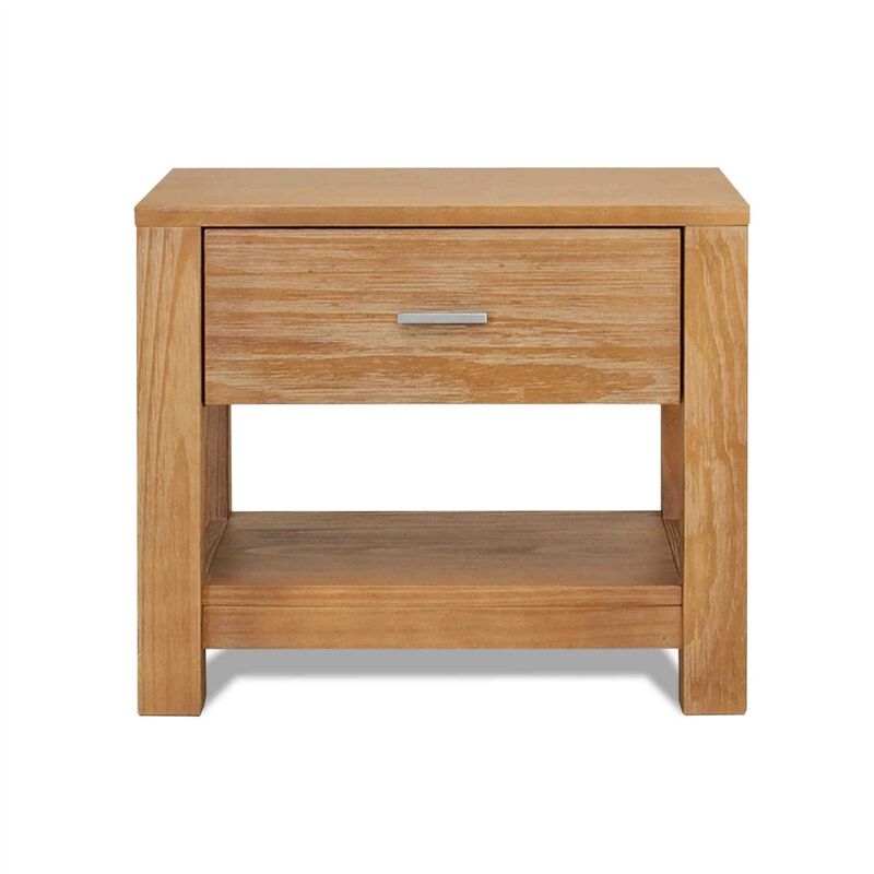 Handcrafted Acacia Wood Bedside Cabinet with Storage