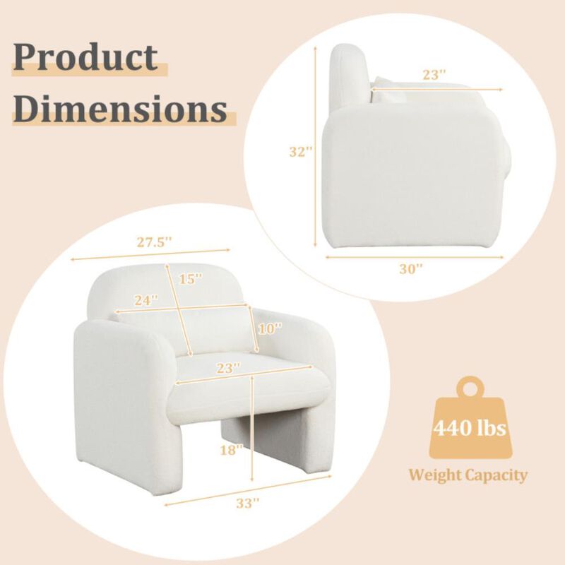 Hivvago Modern Accent Chair with Waist Pillow and Armrests for Living Room Bedroom