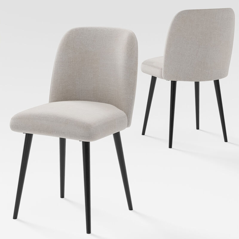 Hivvago Set of Two Beige And Black Upholstered Fabric Dining Side Chairs