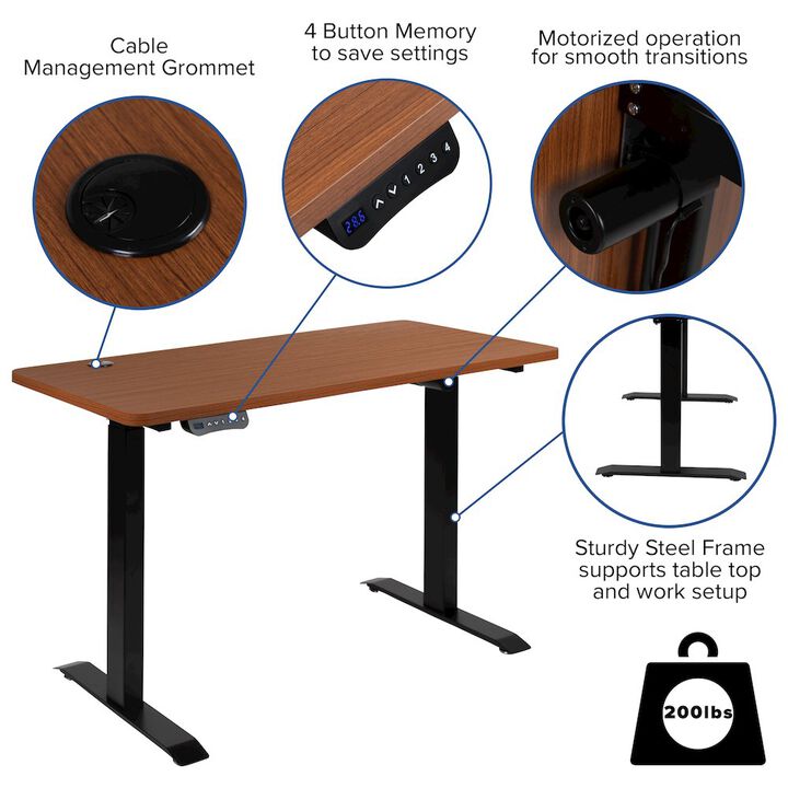 Flash Furniture Electric Height Standing Desk - Table Top 48" Wide - 24" Deep (Mahogany)