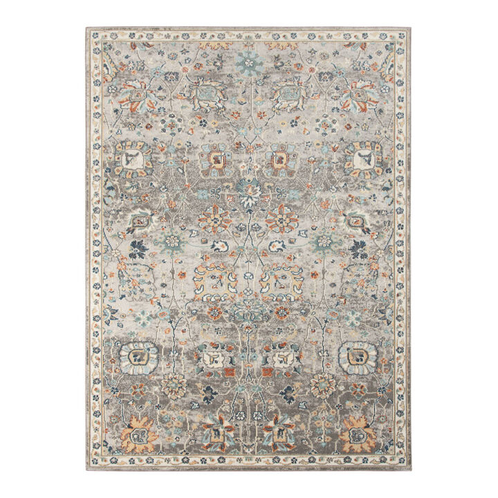 HomeRoots Floral Stain Resistant Indoor Outdoor Area Rug