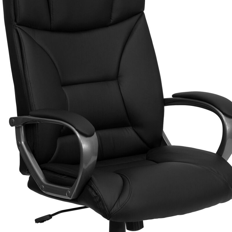 Hansel High Back Black LeatherSoft Executive Swivel Office Chair with Arms image number 8
