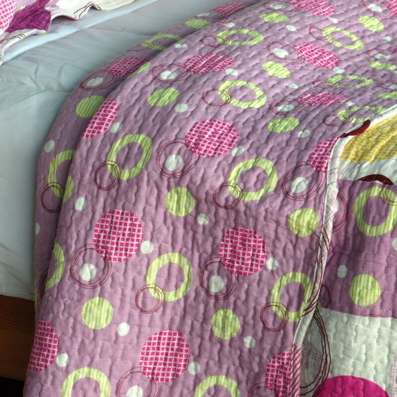 Queen Size Cotton 3-Piece Vermicelli Quilted Printed Quilt Set with Shams image number 4