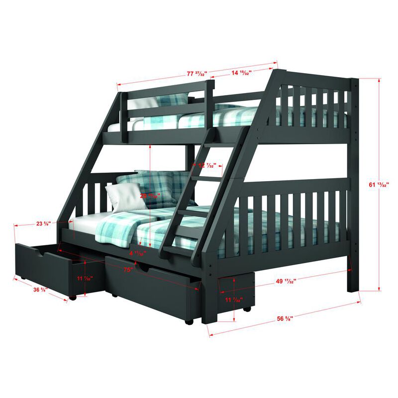 Donco Trading Twin/Twin Mission Bunk Bed, Drawers Or Trundle Not Included
