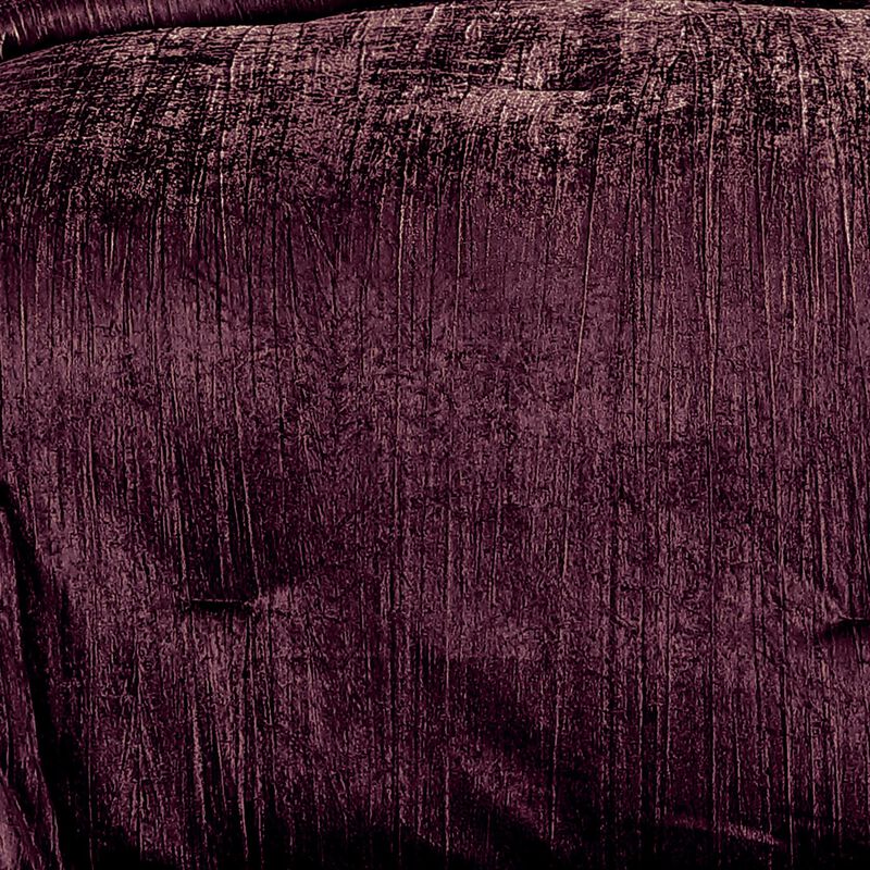 Jay 7 Piece Queen Comforter Set, Purple Polyester Velvet, Deluxe Texture - Benzara
