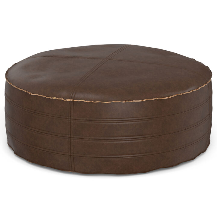 Simpli Home Brody Round Coffee Table Pouf