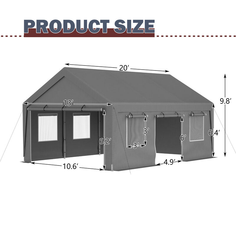 13'x20' Canopy with 2 Roll-Up Doors image number 3