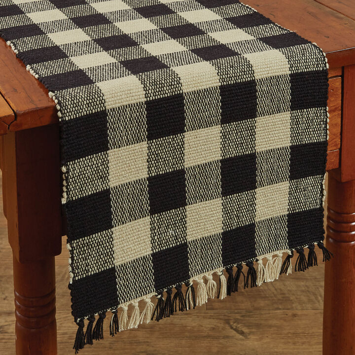 Park Designs Wicklow Star Black Gingham Yarn Runner 13" x 36"
