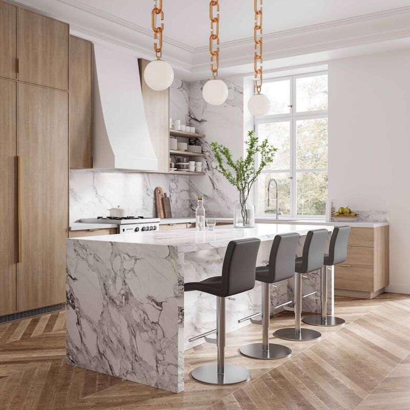 Paddy Vegan Leather on Silver Adjustable Stool