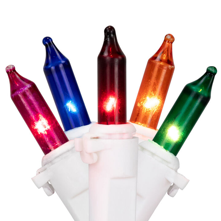 20ct Multi-Color Mini Christmas Lights 2.5&rdquo; Spacing  5ft White Wire