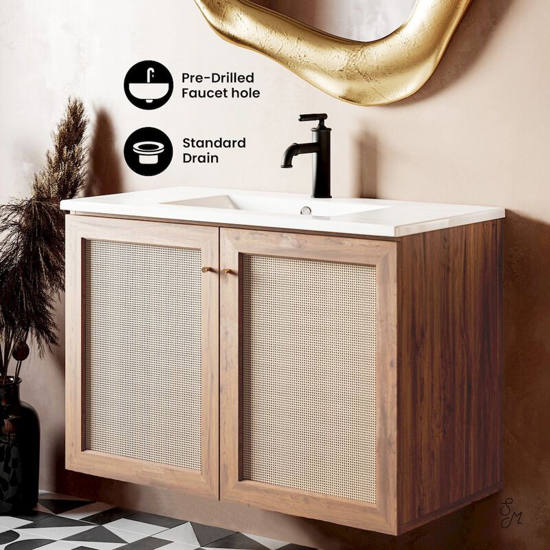 Classe 36 in. Wall Hung Bathroom Vanity with Ceramic Sink Top image number 2