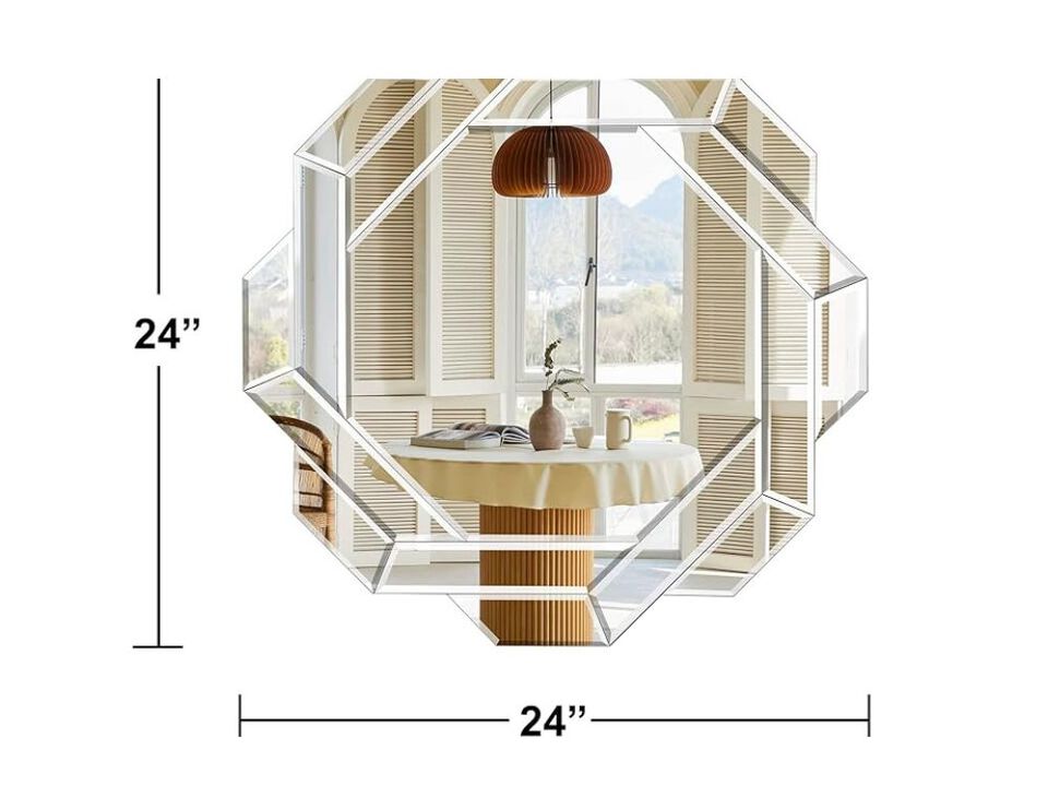 24" Helicoid Beveled Wall Mirror – Frameless Accent for Any Room