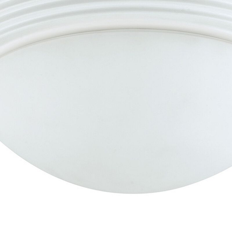 Dome Shaped Glass Ceiling Lamp with Hardwired Switch, White and Clear - Benzara image number 8