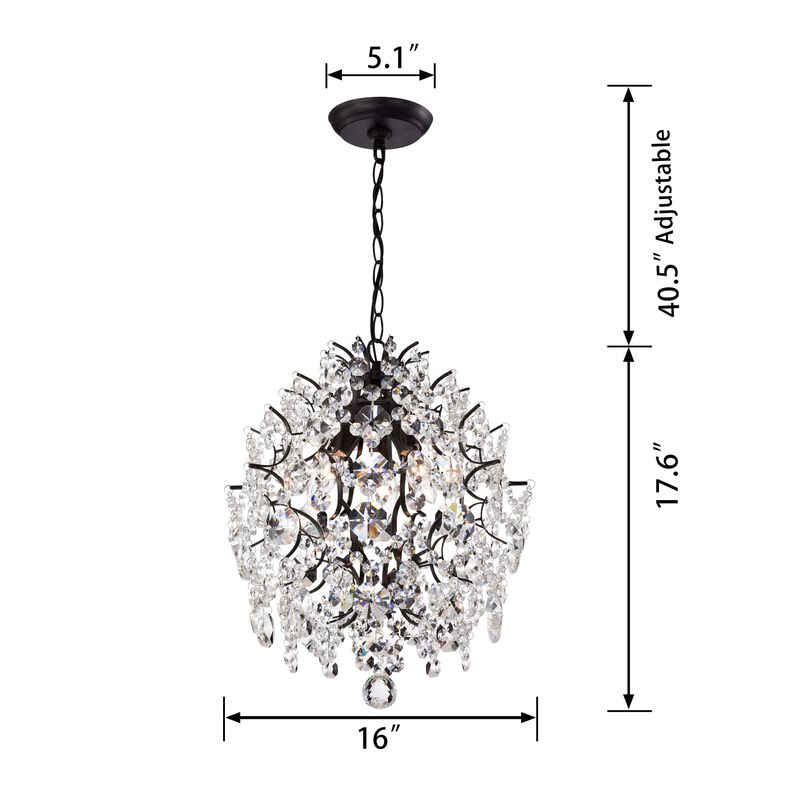Eleanor Antique Black 3-light Crystal Chandelier - Antique Black image number 3