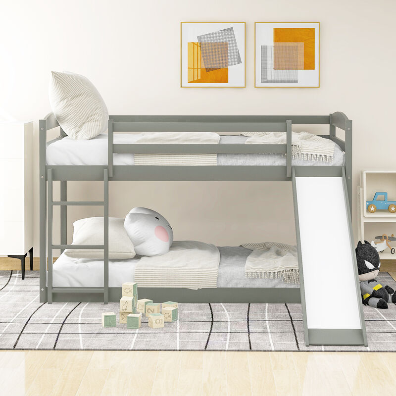 Whisen Twin over Twin Bunk Bed with Convertible Slide and Ladder
