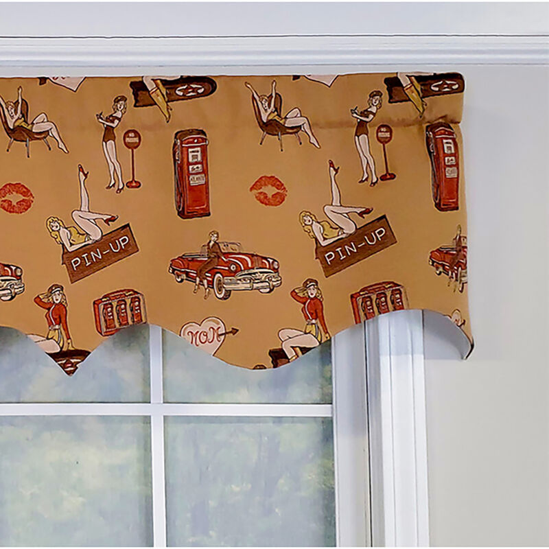 RLF Home Modern Design Classic Pin-Up Regal Style Window Valance 50" x 17" Light Oak