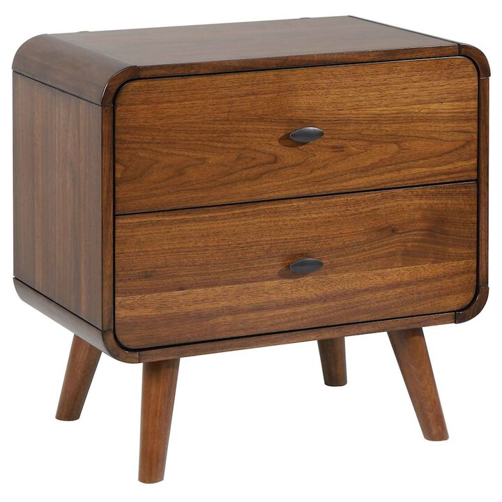 Plethoria Home Dark Walnut 2-drawer Nightstand