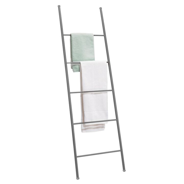 mDesign Metal Blanket & Towel Wall Ladder Rack for Bedroom/Bathroom - Bronze