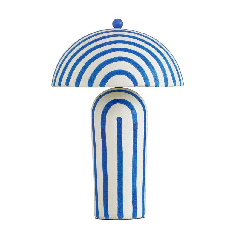 Maiori Blue Striped Papier Mache Table Lamp