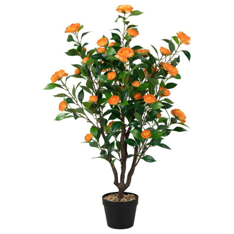 Hivvago 3.3 Feet Artificial Camellia Tree for Indoor and Outdoor