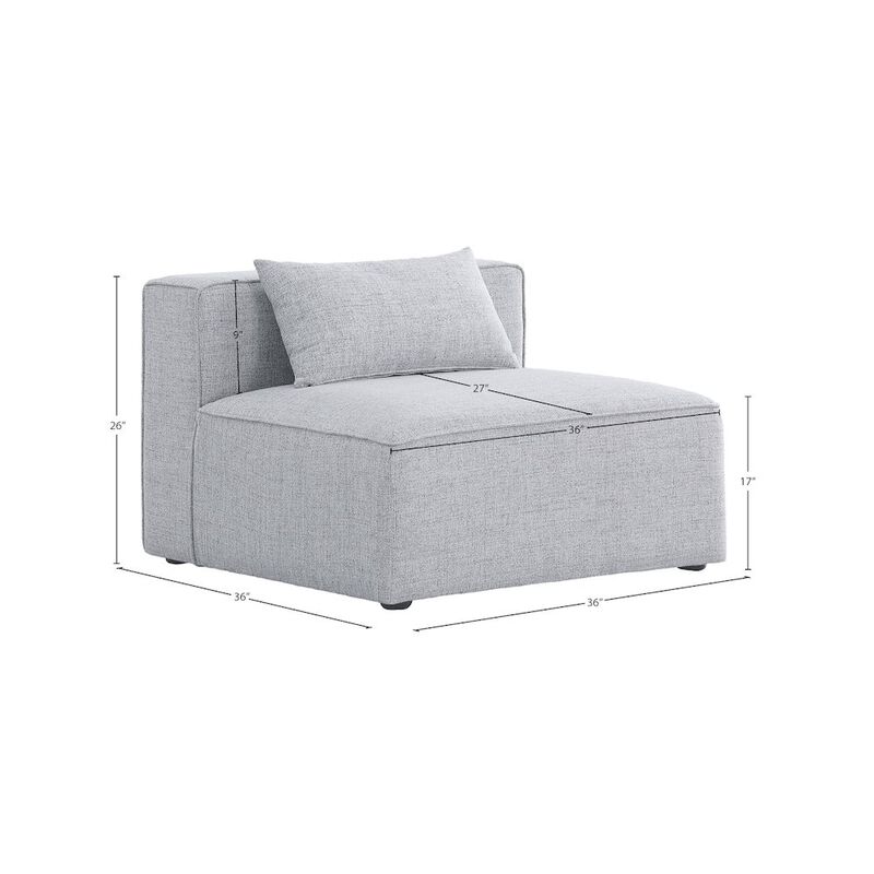 Meridian Furniture Cube Grey Durable Linen Textured Armless Chair