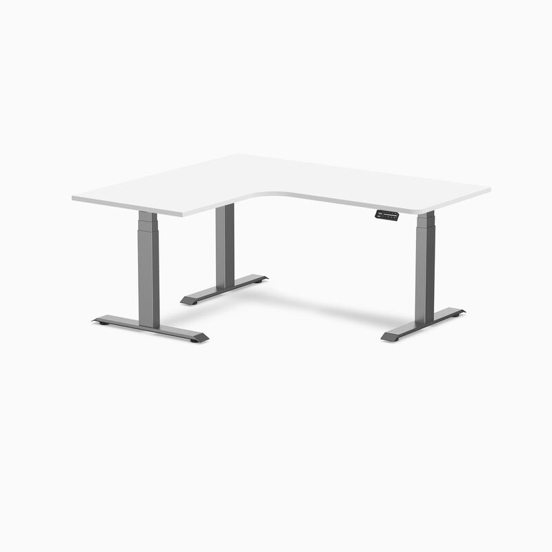 Desky L-Shape Curved Laminate Sit Stand Desk image number 0