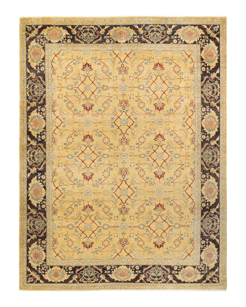 Eclectic, One-of-a-Kind Hand-Knotted Area Rug  - Yellow, 9' 3" x 12' 5"