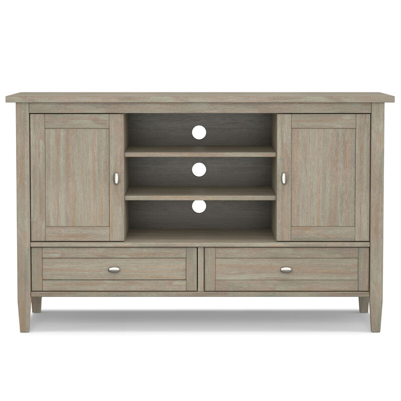 Warm Shaker SOLID WOOD 47 inch Wide Transitional TV Media Stand in Distressed Grey For TVs up to 50 inches