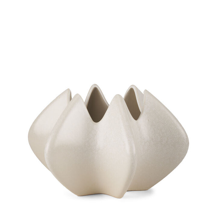 HomeRoots 9" Cream Sculptural Ceramic Table Vase