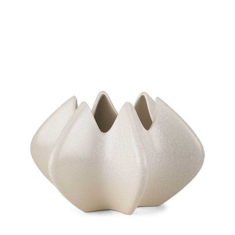 HomeRoots 9" Cream Sculptural Ceramic Table Vase image number 0