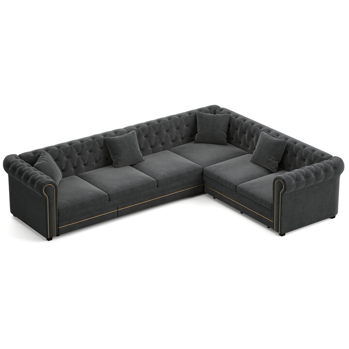Bomswe 115.3" L-Shaped Sleeper Sofa