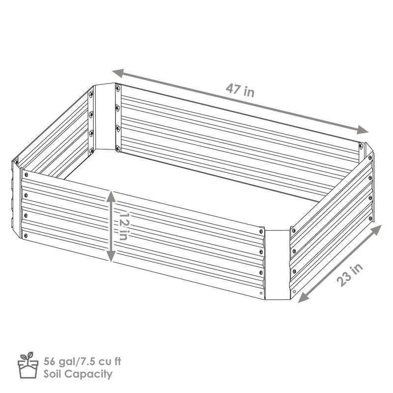 4 x2 ft (1.2x0.6 m) Galvanized Steel Rectangle-Shaped Raised Garden Bed