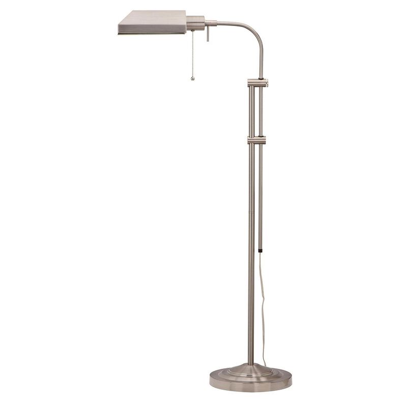 Metal Rectangular Floor Lamp with Adjustable Pole, White - Benzara