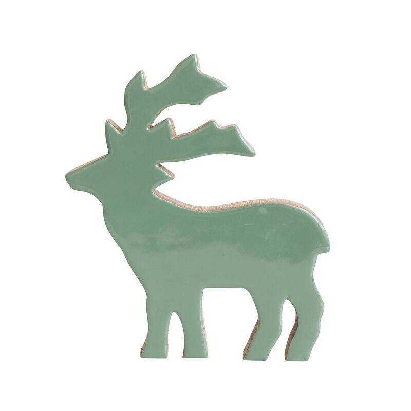 Enameled Mango Wood Deer, Green image number 0