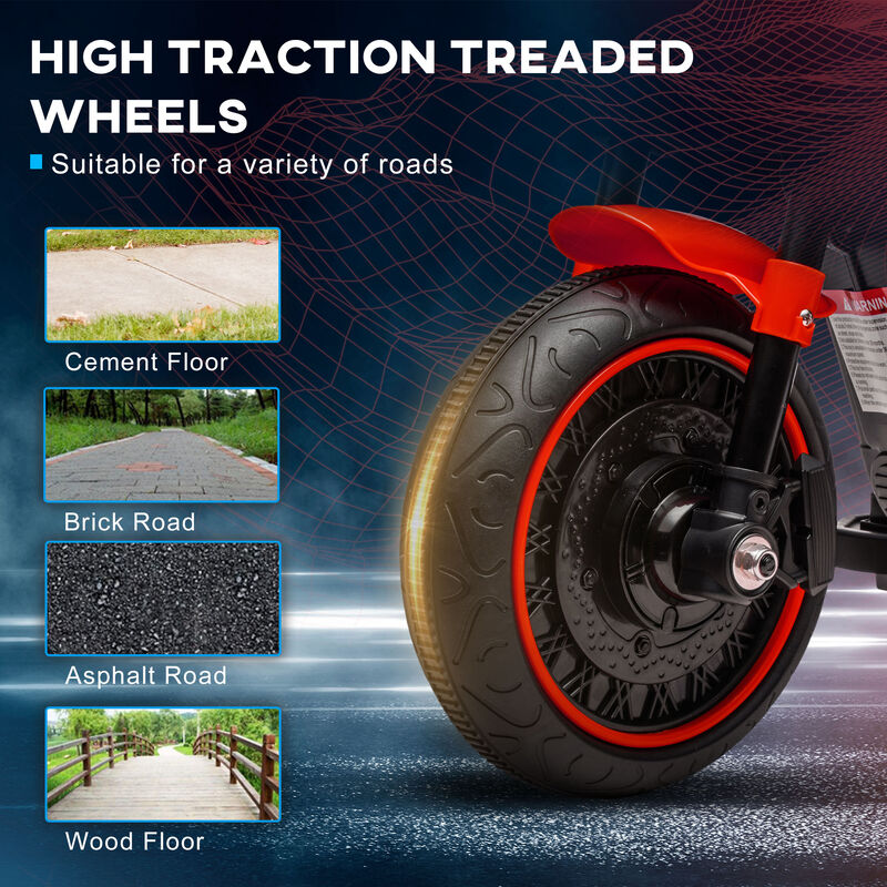 BreeBe 6V Kids Motorcycle w/ Training Wheels, Single-Button Start image number 5