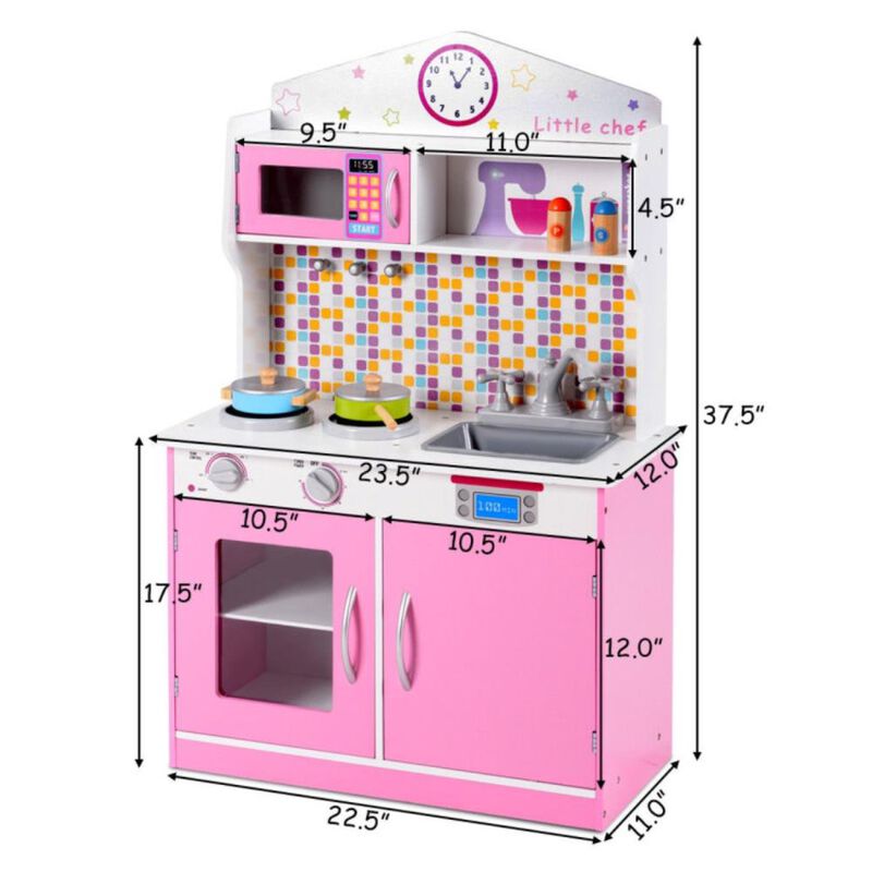 Hivvago Kid's Wooden Pretend Cooking Play Kitchen Set