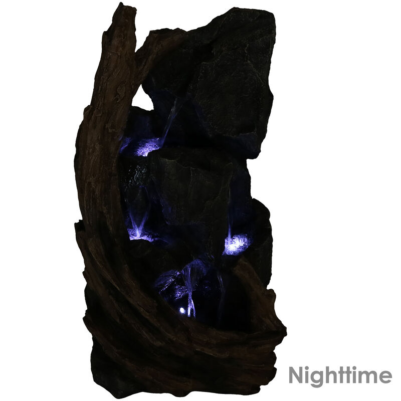 Sunnydaze Cascading Mountainside Water Fountain with LED Lights - 35 in