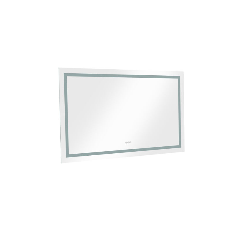 60 in. W x 36 in. H Frameless LED Single Bathroom Vanity Mirror in Polished Crystal Bathroom Vanity LED Mirror with 3 Color Lights Mirror for Bathroom Wall 60 Inch Smart Lighted Vanity Mirrors Dimm